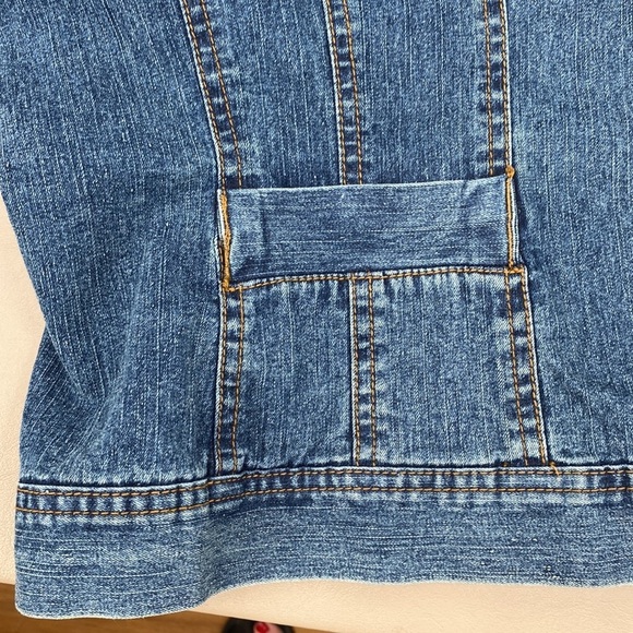 Ruby Rd. Denim Blue Jean Jacket Black Jewel Neck Size 16 - Picture 9 of 9